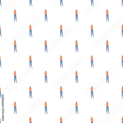 Character repeating full length illustration presenting a man with crossed arms
