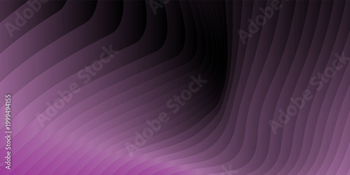 Black and purple glass fractal abstract background with flowing shapes and lines. Dark modern ribbed wide vector pattern.
