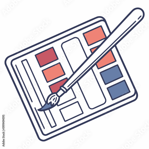 Paintbrush and color palette for and painting colors swatches