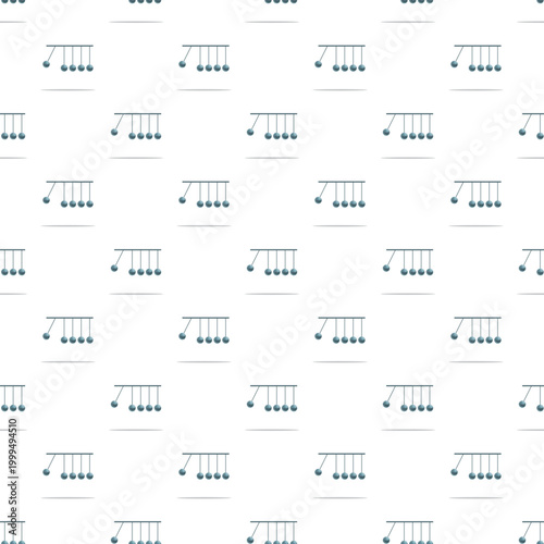 Newton's cradle illustrating conservation of energy and momentum in a seamless repeating pattern