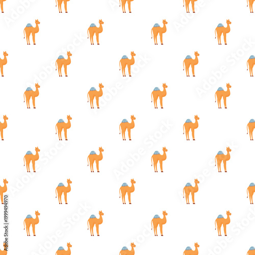 Repeating cute dromedary camel illustration creating a playful animal background