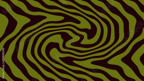 Abstract optical illusion with swirling olive green brown wavy lines forming dynamic spiral vortex motion depth hypnotic pattern