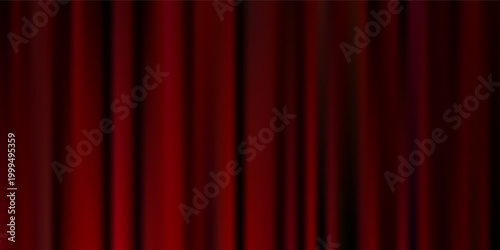 Red velvet curtain background. Closed curtains wallpaper for theater stage or cinema, circus. Red fabric drapery backdrop for award, show, performance. Velvet textile room scene banner concept. Vector