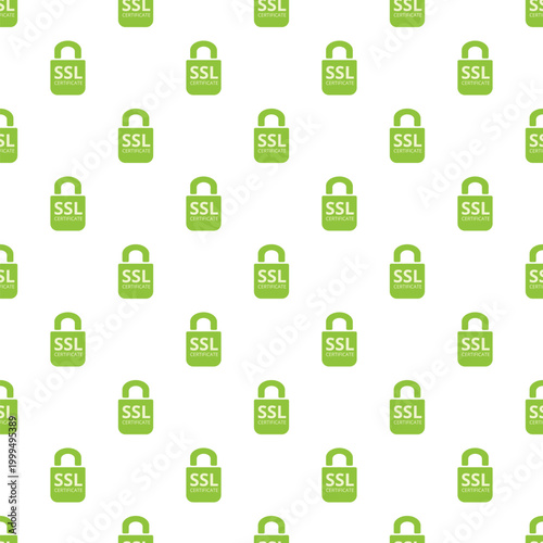 Green ssl certificate padlocks forming a seamless pattern representing internet security