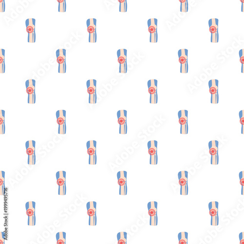 Repeating pattern showing knee joint with red pain indication on white background