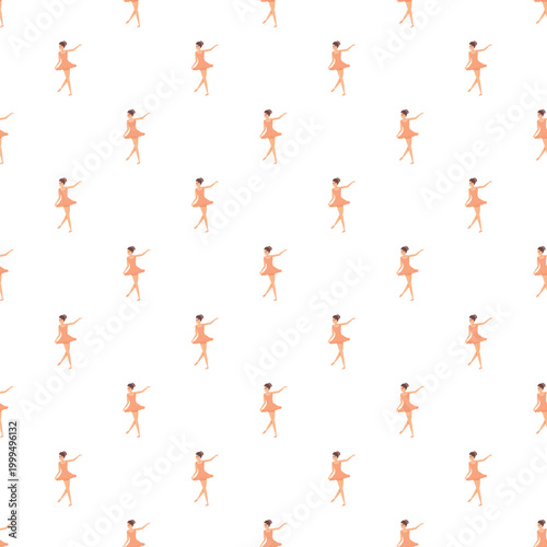 Young girl dancer in a pink dress forming a seamless repeating pattern