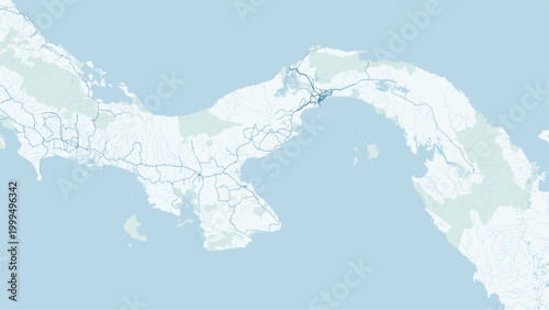 Modern minimalist vector map of Panama. High-quality SVG illustration of the Panama Canal, coastline, and geographic layout for travel posters, infographics, and web design.