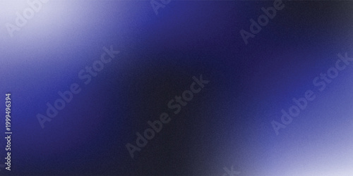 Light blue white illuminated spots on black, grainy color gradient background, noise texture effect, copy space