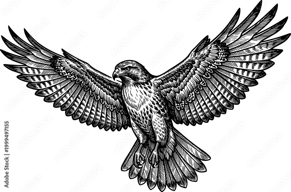 Fototapeta premium High-speed falcon soaring through the air with wings open