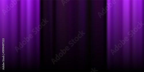Royal purple velvet curtains background. Closed curtain backdrop for theater stage or cinema, circus. Vector textile room scene screen. Violet fabric drapery wallpaper for award, show, performance