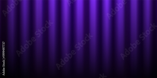 Royal purple velvet curtains background. Closed curtain backdrop for theater stage or cinema, circus. Vector textile room scene screen. Violet fabric drapery wallpaper for award, show, performance