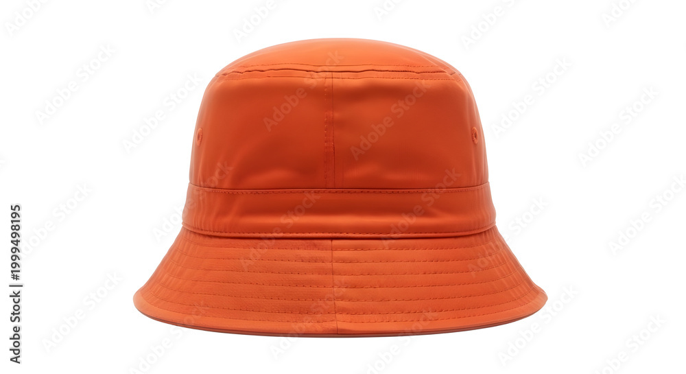 Fototapeta premium Orange cotton bucket hat isolated on white background, vibrant summer sun hat for outdoor travel, casual streetwear headwear accessory