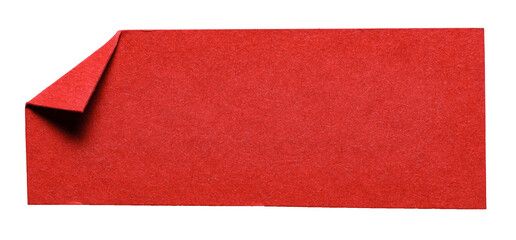 Red isolated cut out blank paper note cardboard with folded corner dog-ear earmark and copy space for text, transparent png background design element
