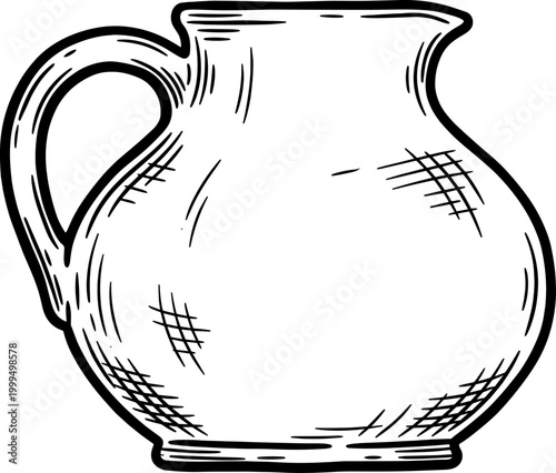 Outline sketch of a simple ceramic water jug with handle