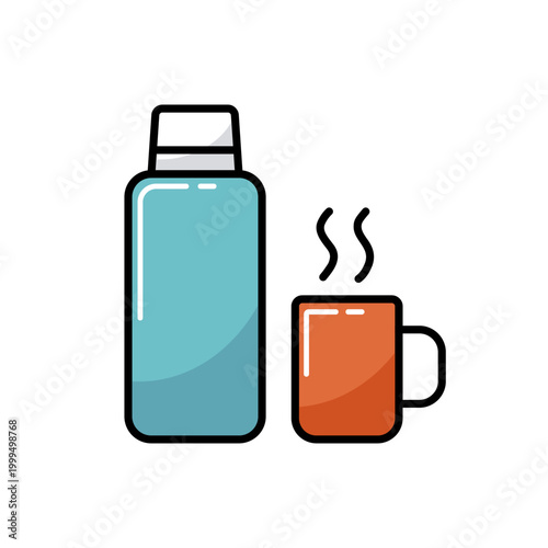 Thermos bottle vector isolated icon. Camping sign