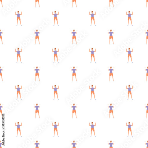 Repeated illustration of a man flexing muscles, creating a seamless background pattern