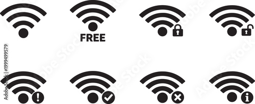 Wi-Fi antenna symbol icon set vector eps file wireless signal network internet connection illustration pack