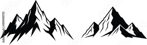 Black mountain peak icons Vector