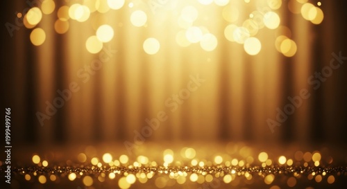 golden bokeh lights with glowing stage floor