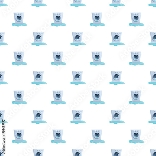 Leaking washing machine with water damage pattern background