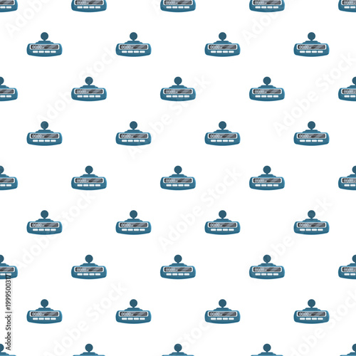 Digital electronic weigh scales repeating in a seamless pattern on a white background