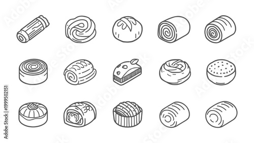 Fotografija Artisanal Confectionery Illustration: An illustrative display of various delectable artisanal pastries, showcasing a range of textures, shapes, and exquisite detailing