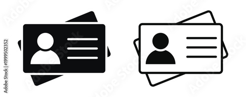 User ID card icon set,  Identity document, isolated on white background. vector illustration