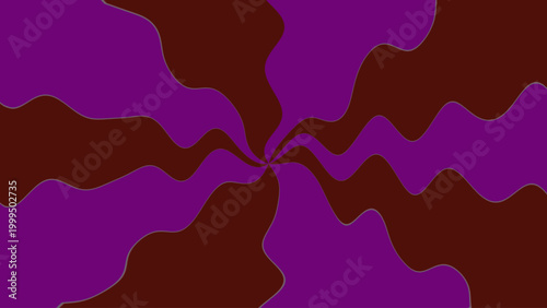Abstract optical illusion with radiating brown purple wavy shapes forming dynamic spiral vortex motion depth psychedelic pattern