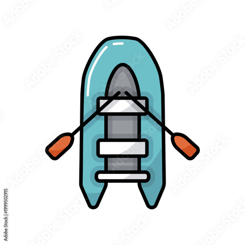 Inflatable rubber boat flat vector isolated icon