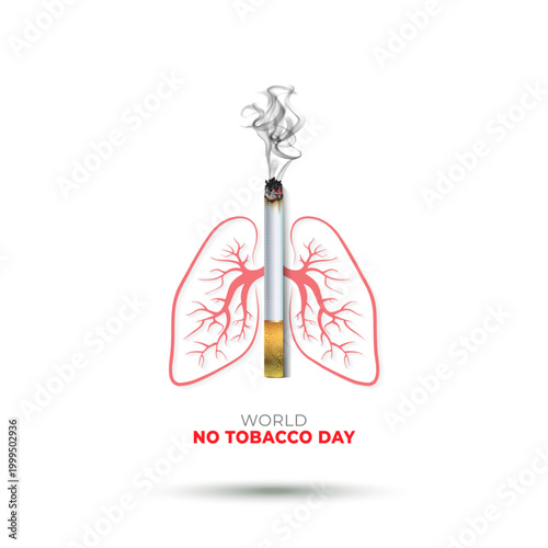 World No Tobacco Day text for an awareness post about the impact of tobacco, cigarettes, and nicotine addiction on human lungs.
