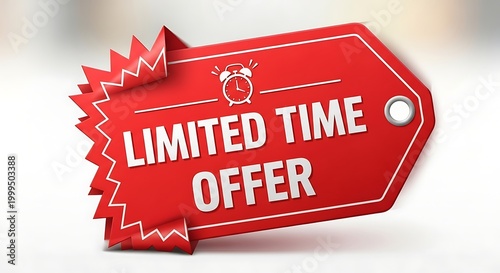 Fotografie limited time offer sale tag with burst effect on white background