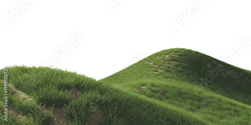 Rolling green hills with fresh grass under a bright sky