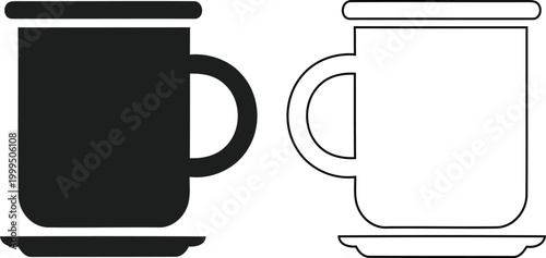 Black and white illustration of tea cups with infusers and saucers