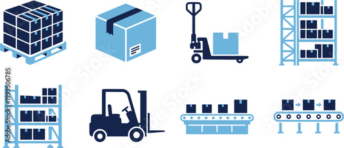 Stacked boxes on a pallet icon representing warehouse storage logistics delivery and inventory management solutions for various industries
