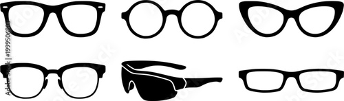 Iconic black thick rimmed glasses offering a smart and sophisticated aesthetic a versatile graphic resource for marketing and educational materials
