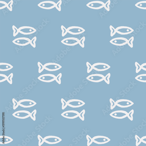 Seamless vector pattern with hand-drawn nautical elements, sea life pattern