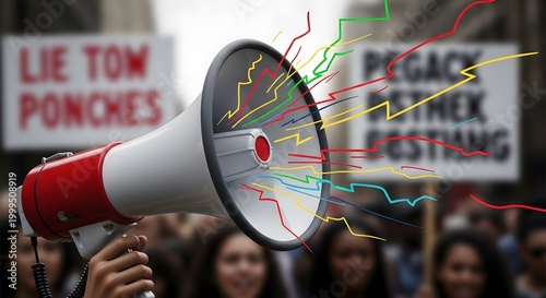 Foto Anti-bullying protest sign with colorful boxing glove anti-bullying message lie