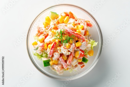 Creamy crab stick and corn salad