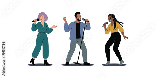 illustration of female and male singers