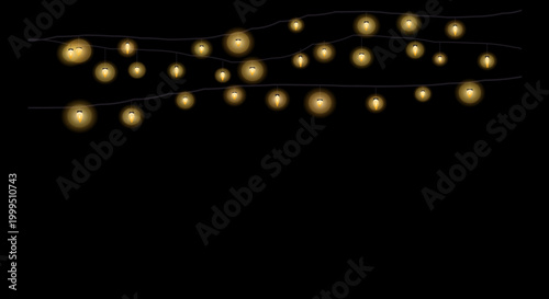 Two parallel rows of warm fairy lights creating a symmetrical glow on a dark surface.