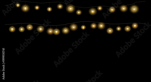 Warm string lights arranged in festive diagonal patterns against a dark background.