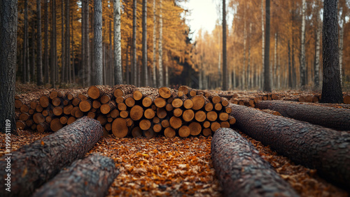 autumn forest tree leaves background, landscape