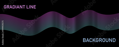 Abstract waveform background gradient lines and pixelated sound visualization