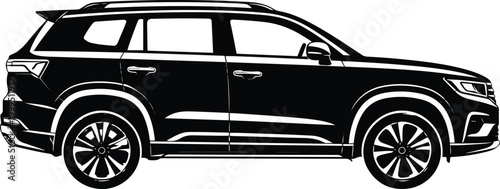 Foto SUV Car Silhouette Vector – Modern Crossover Vehicle Side View