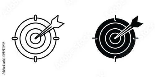 Target with arrow hitting the center, symbol of accuracy and precision