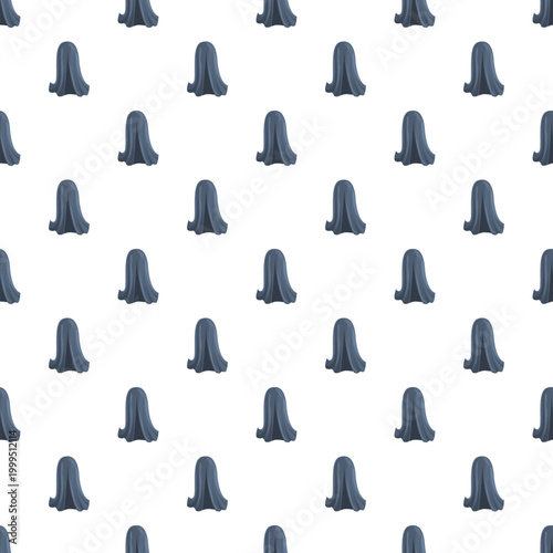 Ghost figures forming a repeating spooky halloween pattern on a white background
