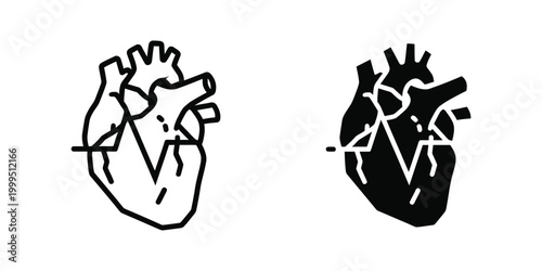 Black and white line drawing of a human heart illustration