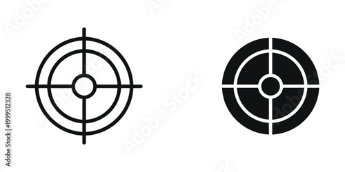 Crosshair targets icon set in black and white for shooting or aiming symbols