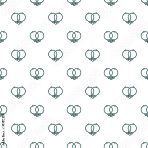 Handcuffs creating a seamless pattern on a white background, symbolizing justice and arrest