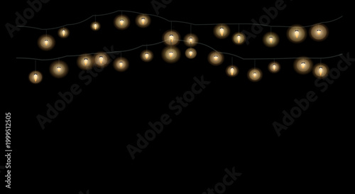 Warm yellow string lights create a dynamic zigzag pattern on a black surface.